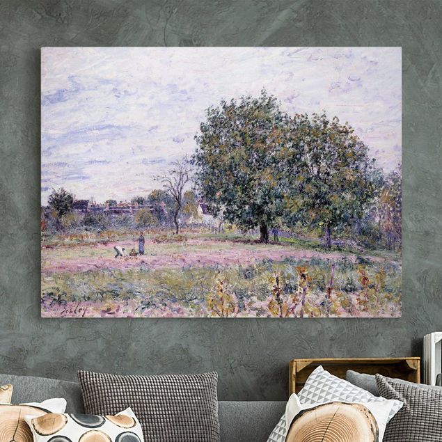 Leinwandbild - Alfred Sisley - Walnussbäume im Abendlicht - Anfang Oktober - Quer 4:3