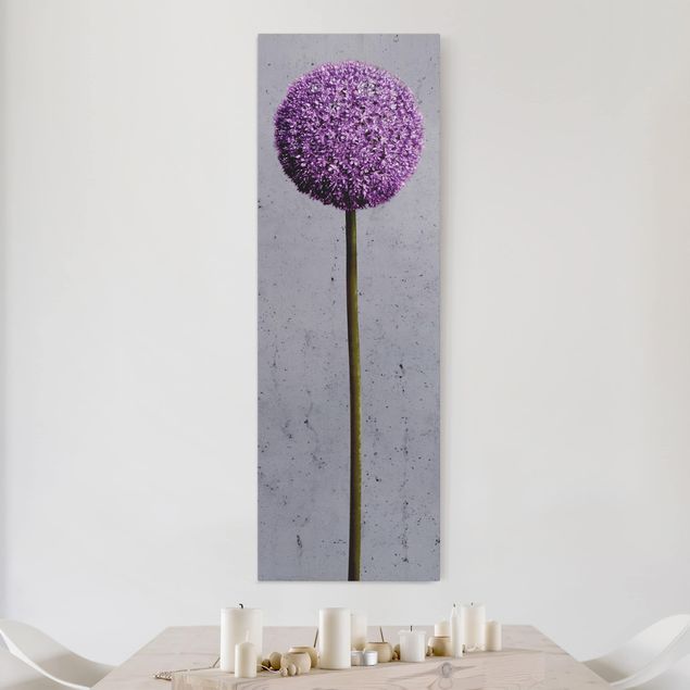 Leinwandbild - Allium Kugel-Blüten - Panorama Hoch