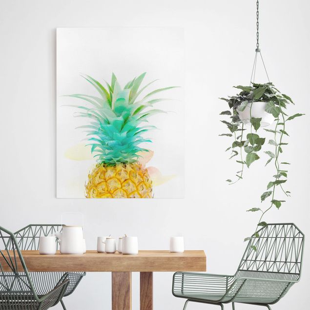 Schöne Leinwandbilder Ananas Aquarell