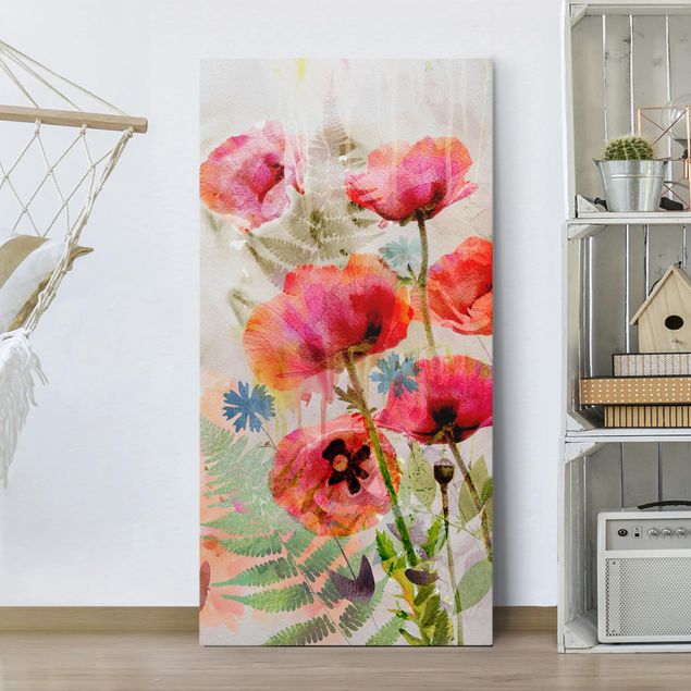 Leinwand-Bilder Wandbild Canvas Kunstdruck 100x50  Wiese Mohnblumen Pflanzen 