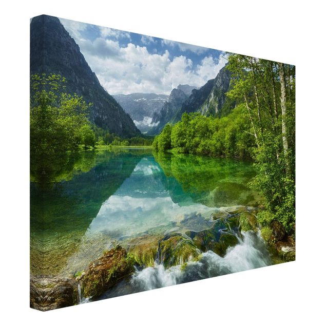 Wandbilder Wald Bergsee mit Spiegelung