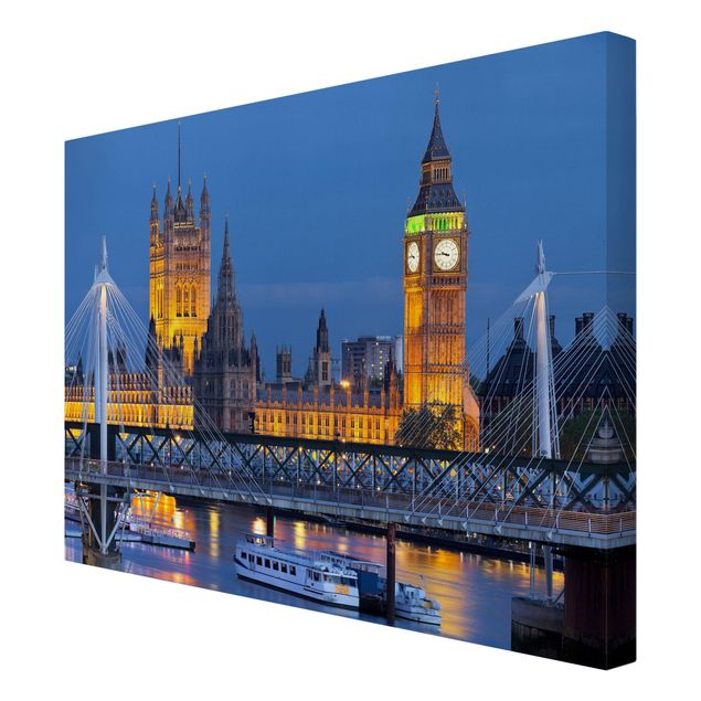 Leinwandbilder Big Ben und Westminster Palace in London bei Nacht