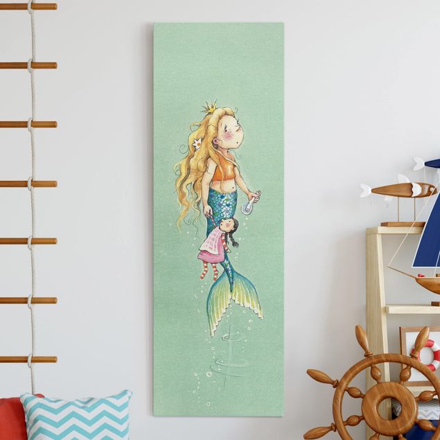 Leinwandbilder XXL Matilda die kleine Meerjungfrau - Die Flaschenpost