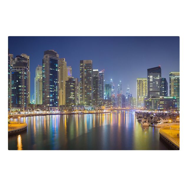 Leinwandbild - Dubai Nacht Skyline - Quer 3:2