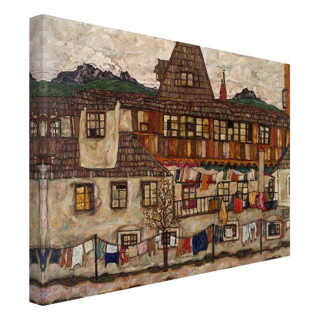 Wandbilder Skyline Egon Schiele - Häuser mit trocknender Wäsche