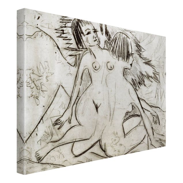 Kunstdrucke auf Leinwand Ernst Ludwig Kirchner - Zwei Mädchenakte