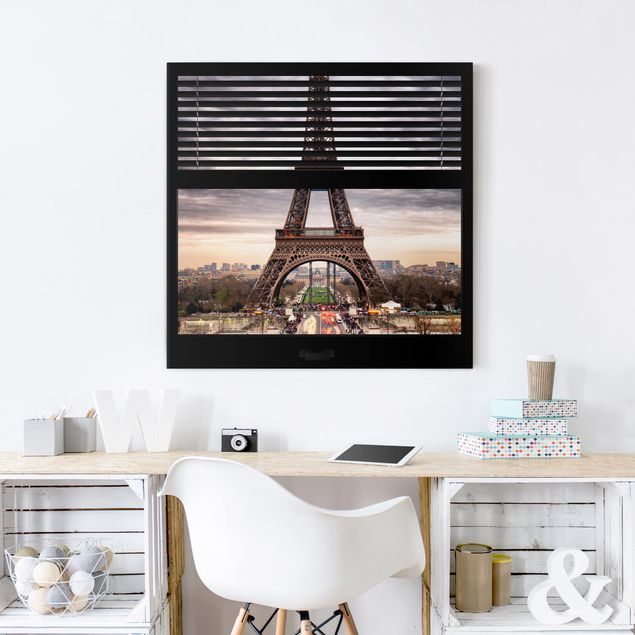 Wandbilder Paris Fensterblick Jalousie - Eiffelturm Paris