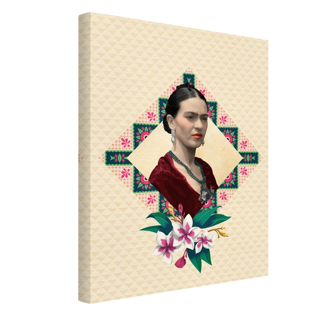 Leinwandbilder Wohnzimmer modern Frida Kahlo - Blumen und Geometrie