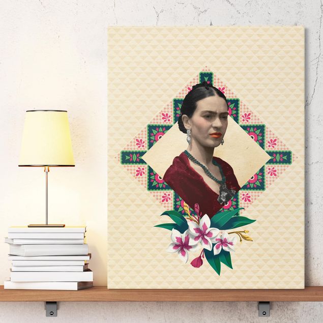 Leinwandbilder XXL Frida Kahlo - Blumen und Geometrie