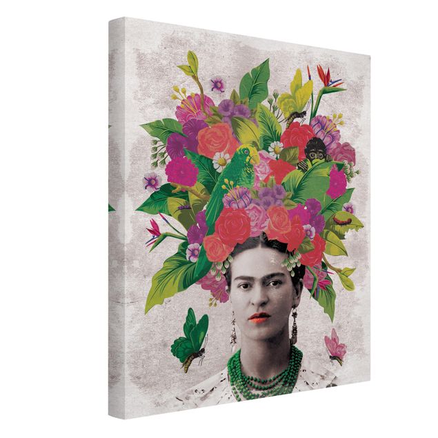 Leinwandbilder Wohnzimmer modern Frida Kahlo - Blumenportrait