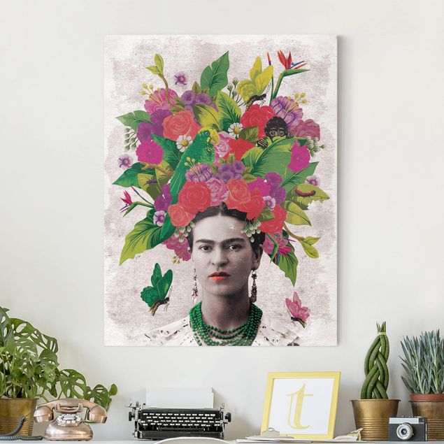 Leinwandbilder XXL Frida Kahlo - Blumenportrait