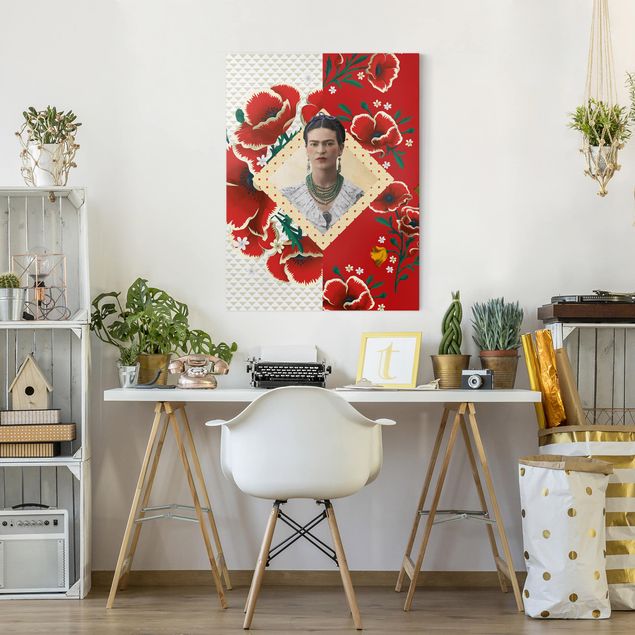 Leinwand Kunstdruck Frida Kahlo - Mohnblüten