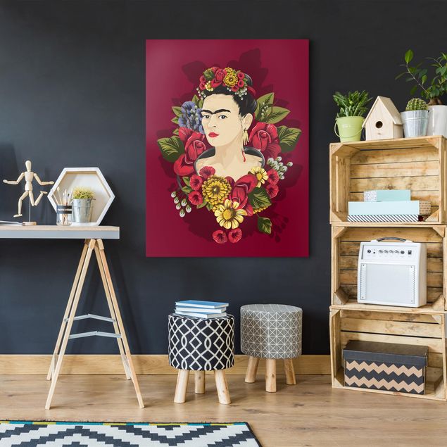 Leinwand Kunstdruck Frida Kahlo - Rosen