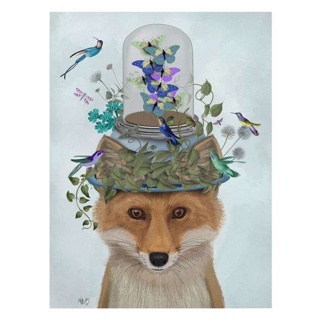 Kunstdrucke auf Leinwand Fuchs mit Schmetterlingshut