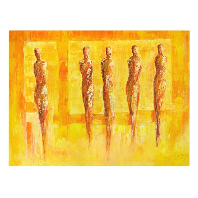 Kunstdrucke auf Leinwand Fünf Figuren in Gelb