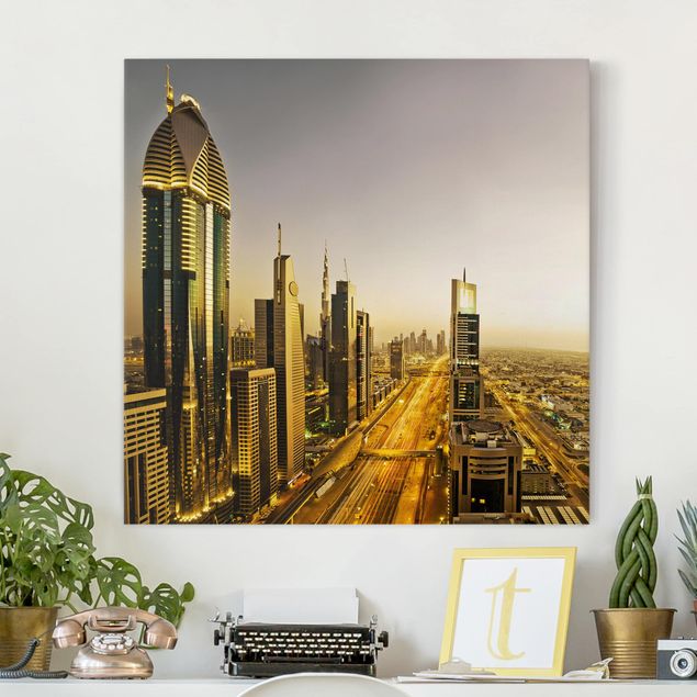 Leinwandbild - Goldenes Dubai - Quadrat 1:1