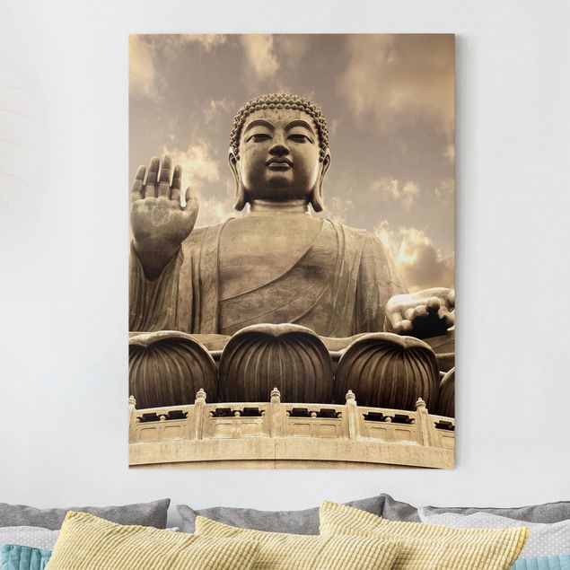 Leinwand Bilder XXL Großer Buddha Sepia