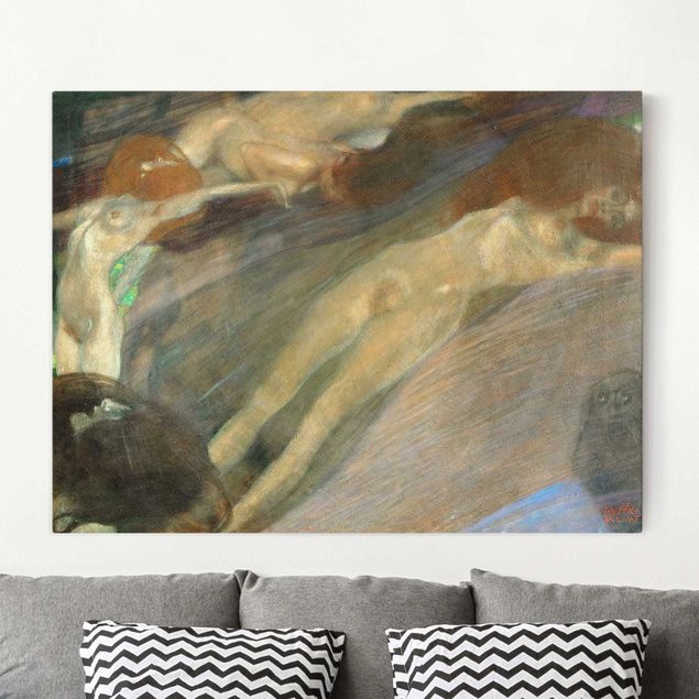 Leinwand Bilder XXL Gustav Klimt - Bewegtes Wasser