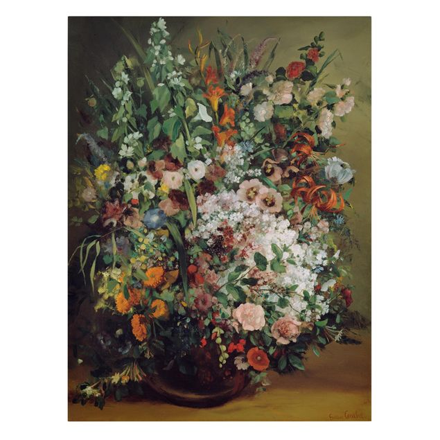 Moderne Leinwandbilder Wohnzimmer Gustave Courbet - Blumenstrauß in Vase
