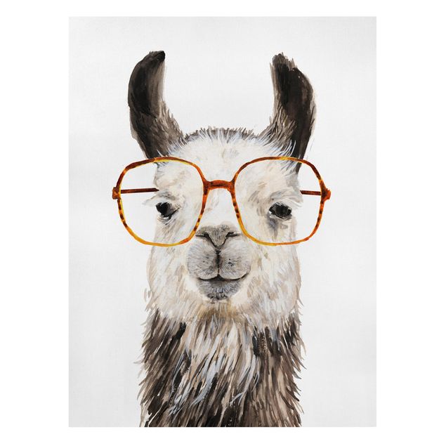 Schöne Leinwandbilder Hippes Lama mit Brille IV
