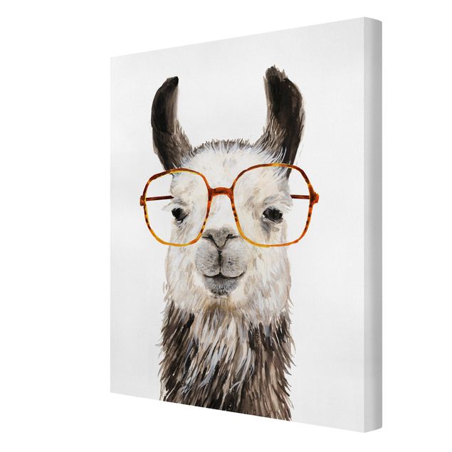Leinwandbild - Hippes Lama mit Brille IV - Hochformat 4:3