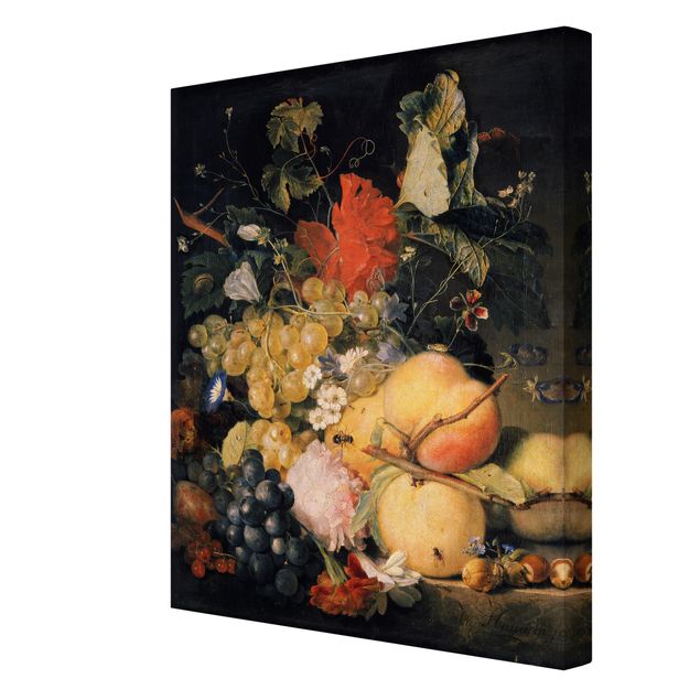 Leinwandbilder Wohnzimmer modern Jan van Huysum - Früchte Blumen und Insekten