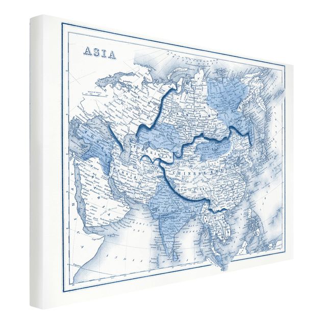 Schöne Wandbilder Karte in Blautönen - Asien