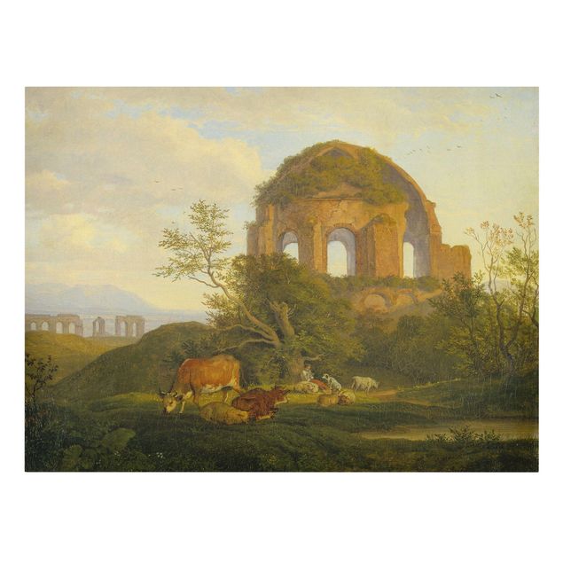 Leinwandbild - Ludwig Richter - Der Minervatempel östlich von Rom - Quer 4:3