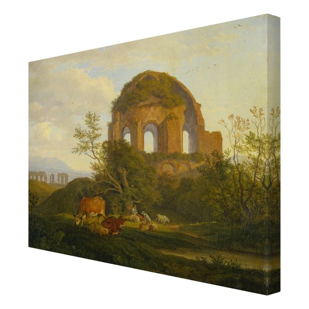 Leinwandbild - Ludwig Richter - Der Minervatempel östlich von Rom - Quer 4:3