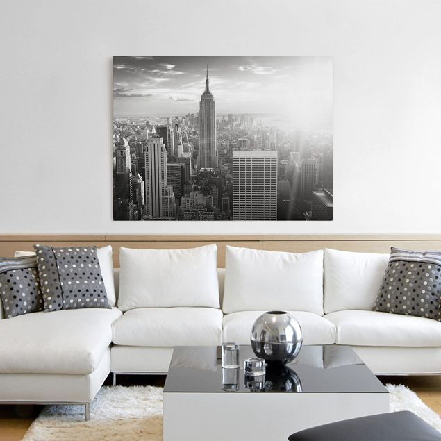 Leinwandbild Schwarz-Weiß - Manhattan Skyline - Quer 4:3