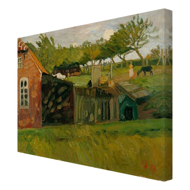 Otto Modersohn Gemälde Otto Modersohn - Rotes Haus mit Ställen