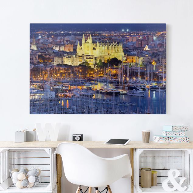 Wandbilder Städte Palma de Mallorca City Skyline und Hafen