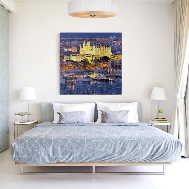 Leinwandbilder Wohnzimmer modern Palma de Mallorca City Skyline und Hafen