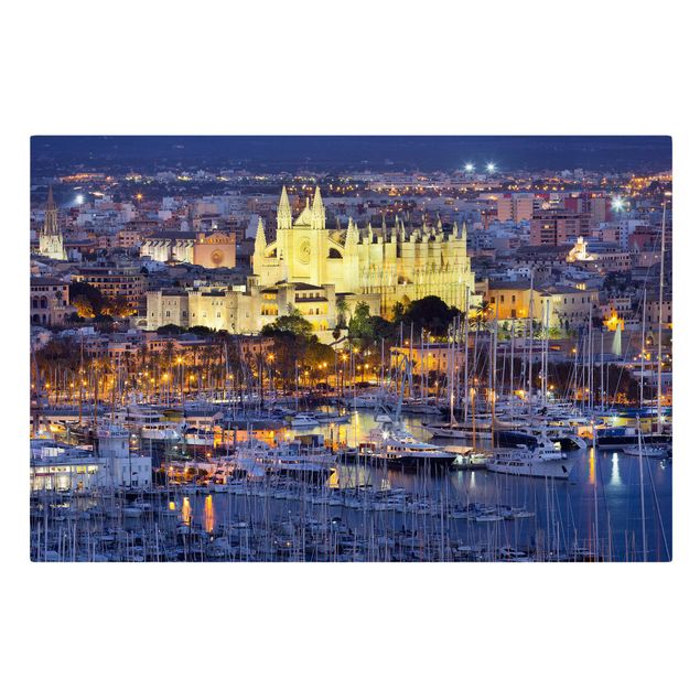 Schöne Leinwandbilder Palma de Mallorca City Skyline und Hafen