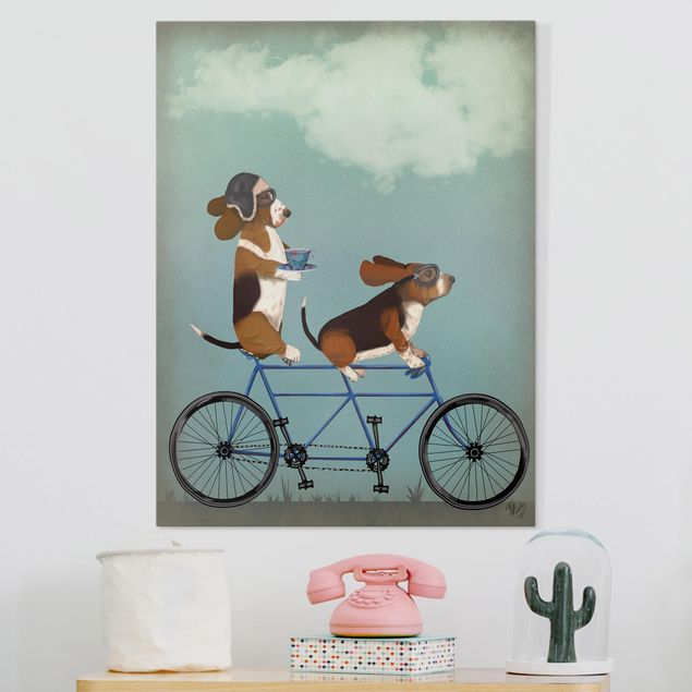 Wandbilder Hund Radtour - Bassets Tandem