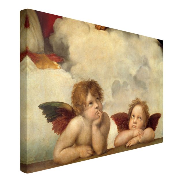 Leinwandbild - Raffael - Zwei Engel. Detail aus Die Sixtinische Madonna - Quer 3:2