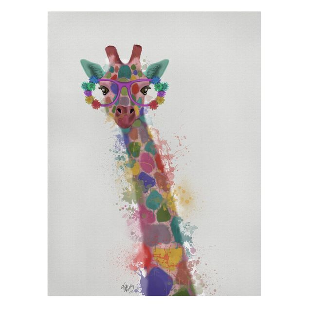 Tierbilder auf Leinwand Regenbogen Splash Giraffe