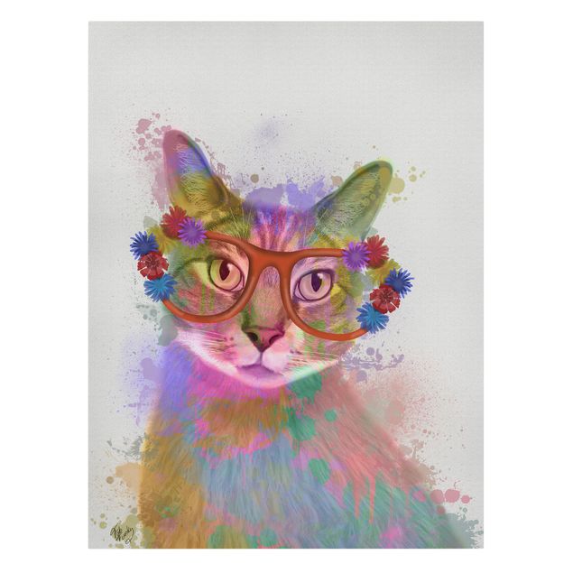 Tierbilder auf Leinwand Regenbogen Splash Katze
