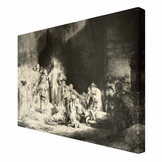 Leinwandbild Schwarz-Weiß - Rembrandt van Rijn - Christus heilt die Kranken. Das Hundertguldenblatt - Quer 3:2