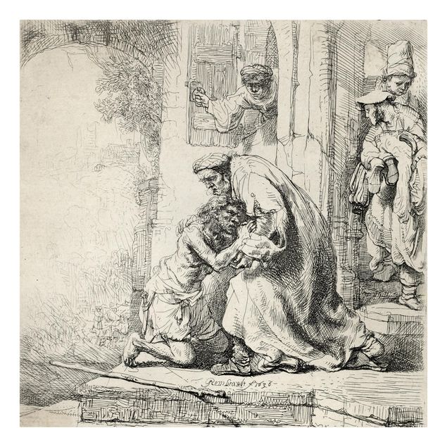 Leinwandbild - Rembrandt van Rijn - Die Rückkehr des verlorenen Sohnes - Quadrat 1:1