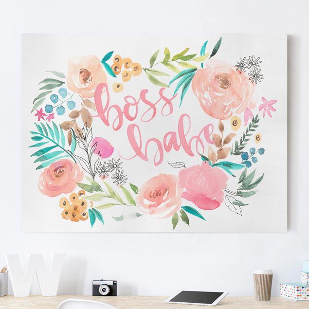 Wandbilder Blumen Rosa Blüten - Boss Babe