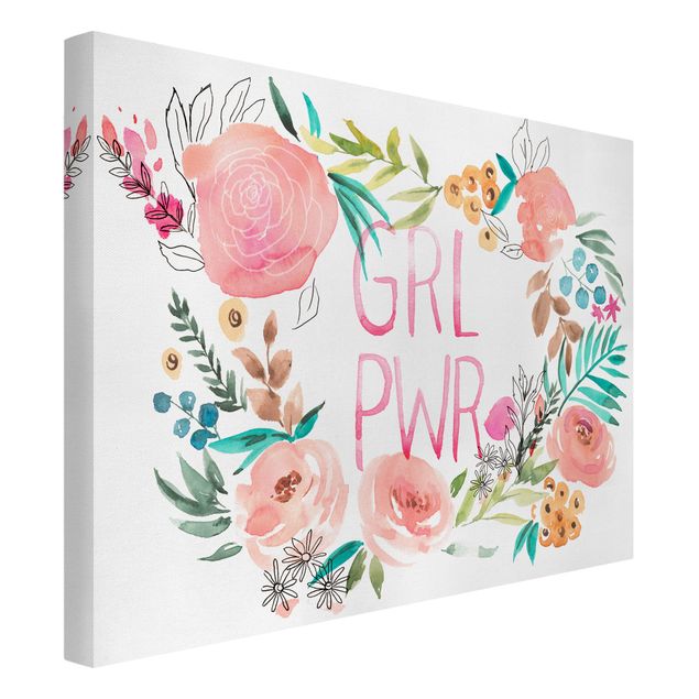 Leinwandbilder Sprüche Rosa Blüten - Girl Power