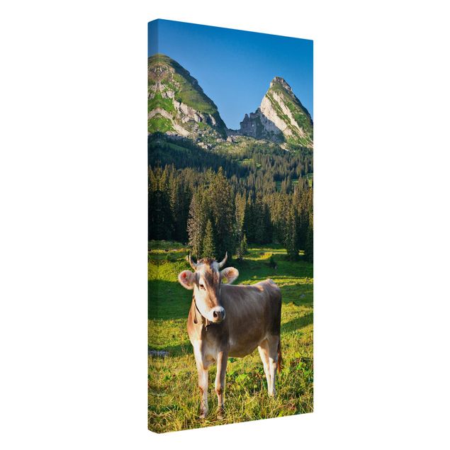 Leinwandbilder Natur Schweizer Almwiese mit Kuh
