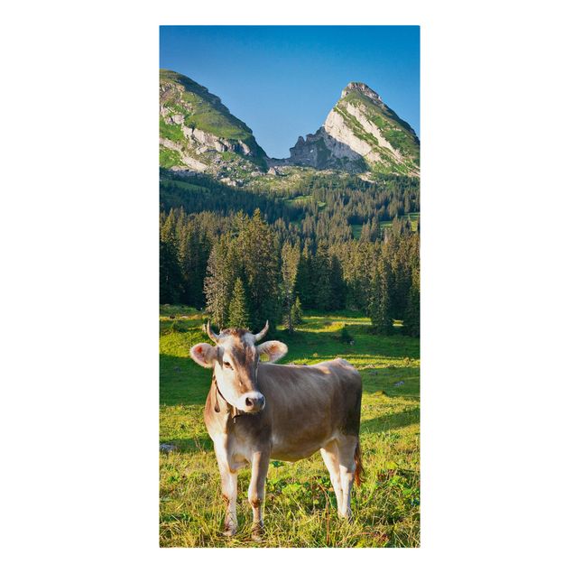 Leinwandbilder Wald Schweizer Almwiese mit Kuh