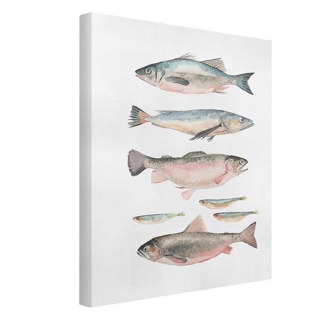 Kunstdrucke auf Leinwand Sieben Fische in Aquarell I