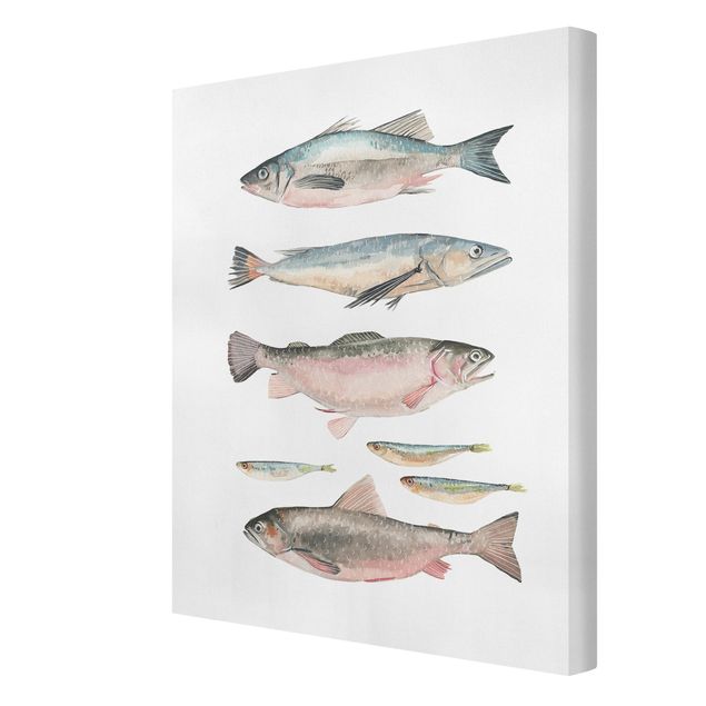 Wandbilder Sieben Fische in Aquarell I