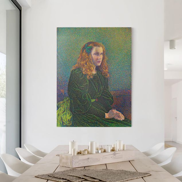 Kunstdrucke auf Leinwand Theo van Rysselberghe - Junge Frau in grünem Kleid