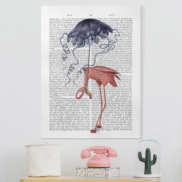 Wandbilder XXL Tierlektüre - Flamingo mit Regenschirm