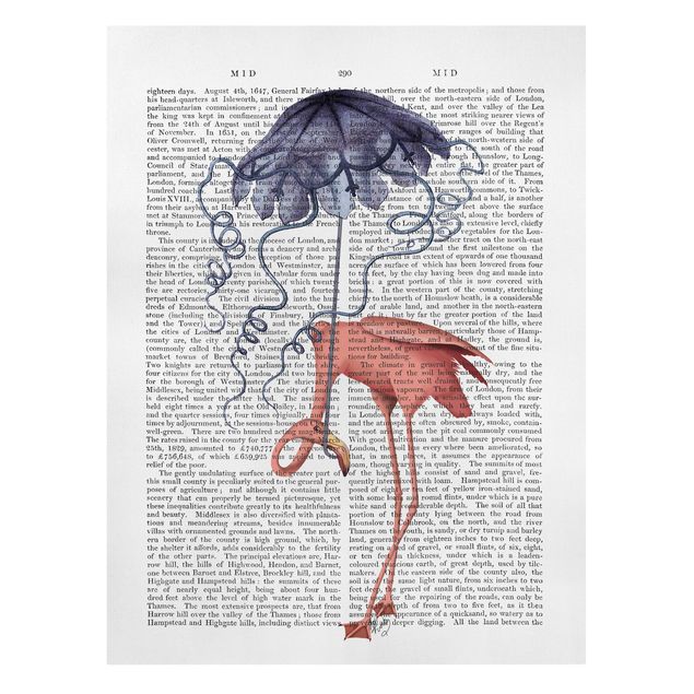 Wandbilder Tiere Tierlektüre - Flamingo mit Regenschirm