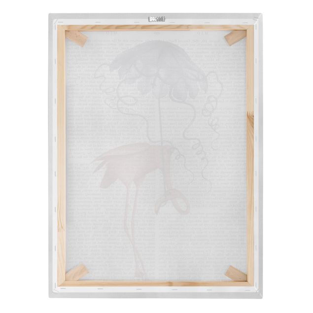 Wandbilder Wohnzimmer modern Tierlektüre - Flamingo mit Regenschirm